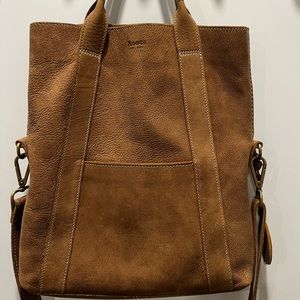 Roots Leather Crossbody Tote Bag